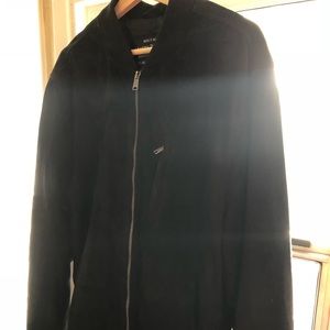 NWT black suede Lucky Brand Bomber jacket